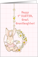 Great Granddaughter First Easter Bunny on Flower Swing card