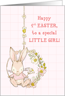 Little Girl First Easter Bunny on Flower Swing card