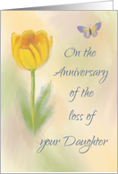 Anniversary of Loss of Daughter Watercolor Flower with Butterfly card