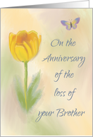 Anniversary of Loss of Brother Watercolor Flower with Butterfly card