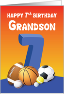 Grandson 7th Birthday Sports Balls card
