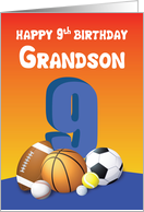 Grandson 9th Birthday Sports Balls card