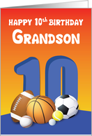 Grandson 10th Birthday Sports Balls card