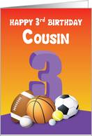 Cousin Girl 3rd Birthday Sports Balls card