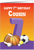 Cousin Girl 7th Birthday Sports Balls card