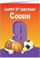 Cousin Girl 9th Birthday Sports Balls card