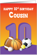 Cousin Girl 10th Birthday Sports Balls card