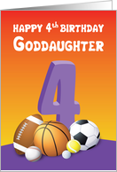 Goddaughter 4th Birthday Sports Balls card