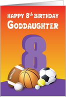 Goddaughter 8th Birthday Sports Balls card