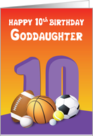 Goddaughter 10th Birthday Sports Balls card