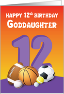 Goddaughter 12th Birthday Sports Balls card