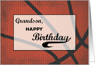 Grandson Birthday Basketball Large Distressed Sports Ball card