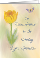 Grandson Birthday Remembrance Watercolor Flower Butterfly card