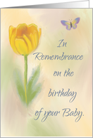 Baby Birthday Remembrance Watercolor Flower Butterfly card