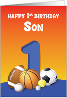 Son 1st Birthday Sports Balls card