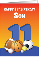 Son 11th Birthday Sports Balls card