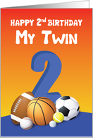 My Twin Brother 2nd Birthday Sports Balls card