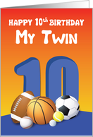 My Twin Brother 10th Birthday Sports Balls card
