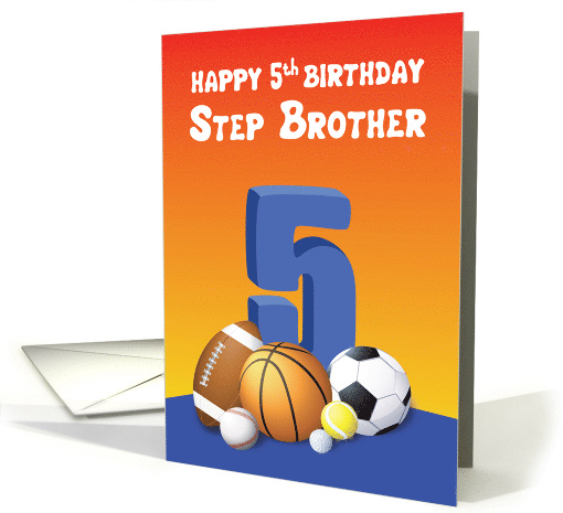 Step Brother 5th Birthday Sports Balls card (1621518)