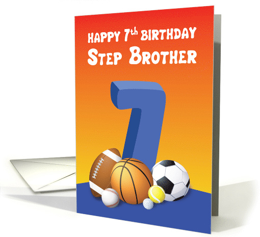 Step Brother 7th Birthday Sports Balls card (1621524)