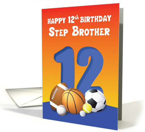 Step Brother 12th Birthday Sports Balls card (1621534)