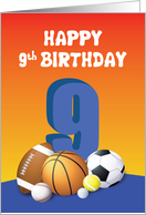 Boy 9th Birthday Sports Balls card