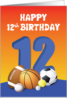 Boy 12th Birthday Sports Balls card