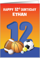 Custom Name Boy 12th Birthday Sports Balls card