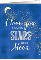 Religious, Love From Stars to Moon Night Sky With Glitter Look card