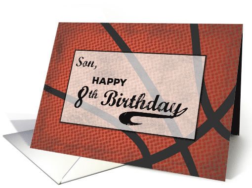 Son 8th Birthday Basketball Large Distressed Sports Ball card