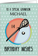 Grandson 14th Birthday Lacrosse Sport Personalize Name and Age card