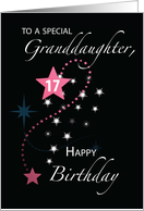 Granddaughter 17th Birthday Star Inspirational Pink and Black card
