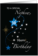 Nephew 30th Birthday Star Inspirational Blue and Black card