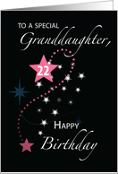 Granddaughter 22nd Birthday Star Inspirational Pink and Black card