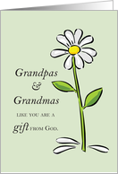 Grandpa and Grandma Gift from God Daisy Religious Grandparents Day card