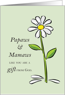 Papaw and Mamaw Gift from God Daisy Religious Grandparents Day card