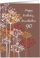 Grandfather 90th Birthday Brown Wildflowers Religious card