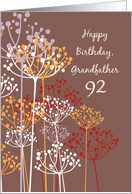 Grandfather 92nd Birthday Brown Wildflowers Religious card