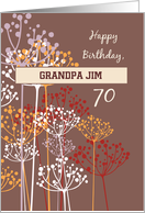 Custom Name Grandfather 70th Birthday Brown Wildflowers Religious card