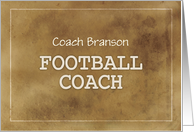 Custom Name Football Coach Thanks Definition Simple Brown Grunge Like card