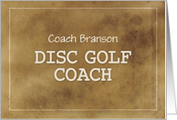 Custom Name Disc Golf Coach Thanks Definition Simple Brown Grunge Like card