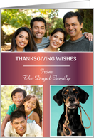 Thanksgiving Custom 3 Photo Name Gradient Effect card