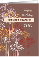 Custom Name Grandfather 100th Birthday Brown Wildflowers Religious card