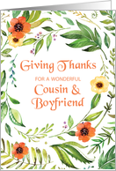 Cousin and Boyfriend Give Thanks Thanksgiving Wreath card
