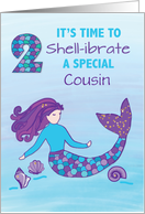 Custom Relation Cousin 2nd Birthday Sparkly Look Mermaid card