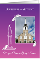 Advent Photo Blessings Wreath Candle Purple to Pink Gradient card