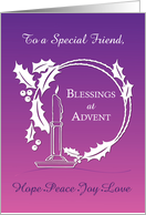 Advent to Friend Blessings Wreath Candle Purple to Pink Gradient card