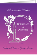 Advent Across the Miles Blessings Wreath Candle Purple to Pink Gradien card