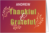 Business Personalize Name Grateful and Thankful at Thanksgiving card