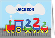 2nd Birthday Personalized Name Jackson Colorful Train on Track card